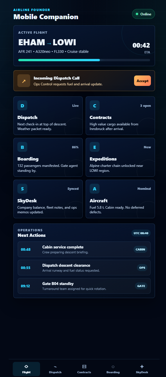 Airline Founder Mobile Companion App screenshot